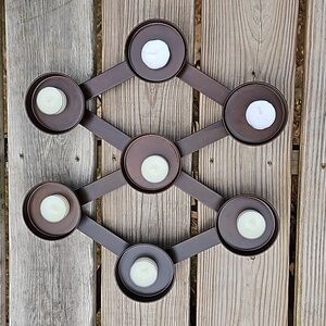 VINTAGE Rare  Crate & Barrel  Brown  Candle  Metal Candelabra Accordion Holder